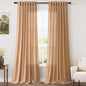 Camel Linen Curtains for Living Room 94 Inches Long Back Tab and Rod Pocket by Nanspring
