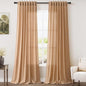 Camel Linen Curtains for Living Room 92 Inches Long Back Tab and Rod Pocket by Nanspring