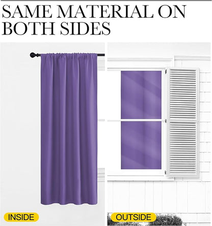 NICETOWN Kitchen Curtains, Short Blackout Drapes, Lilac Purple, Thermal - Image 5