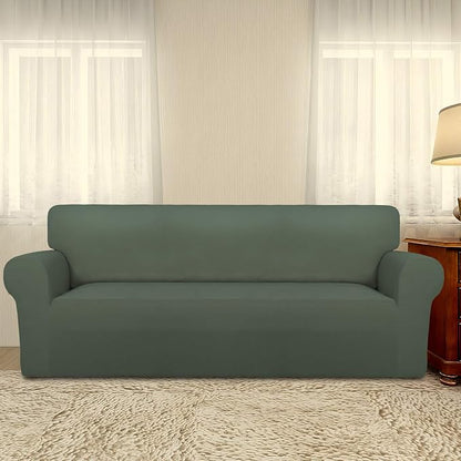 PureFit Stretch Oversized Couch Covers Sofa Slipcovers Grayish Green | 1-Piece - Image 2