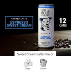 Stella Blue Espresso Sweet Cream Latte, 100% Colombian Coffee, 190mg Natural Caffeine, Good Source of Protein, Ready-to-Drink Coffee Energy Beverage, 11oz Can, 12 Pack