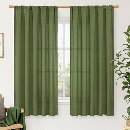 Light Filtering Linen Curtains 63 inches Long by LAMIT
