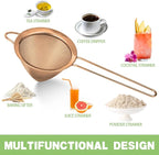 2 Pack Stainless Steel Small Food Strainer, Fine Mesh Sieve with Long Handle, Cocktail Strainer For Cocktails, Tea Herbs, Coffee & Drinks, Rust Proof & Great as Tea Strainer, 3.5inch
