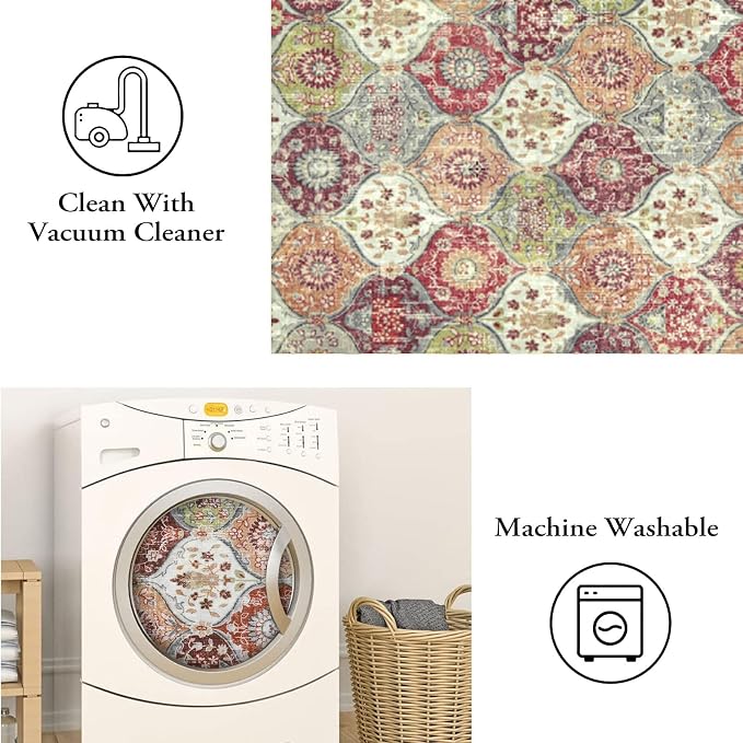 Lahome Moroccan Round Area Rugs, Washable Small Round Rug 3ft Non-Slip | - Image 6