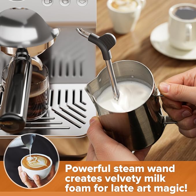 20 Bar Espresso Machine with Cold Brew, Professional Expresso Machines for home, Stainless Steel Espresso Maker with Milk Frother, Auto Sleep Mode, 1.5L Removable Water Tank, for Latte, Cappuccino
