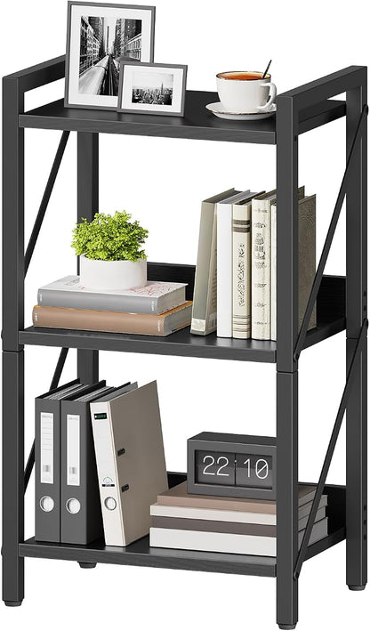 HOOBRO Bookshelf, 3-Tier Industrial Bookcase, Book Shelf Storage Organizer by HOOBRO