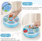 Kids Reusable Rotating Snack Container with 5 Separate Compartments, Color Matching Opening Lid, BPA/PVC-Free, Dishwasher Safe, Perfect for Travel, School Lunches & On-the-Go Snacking-Blue