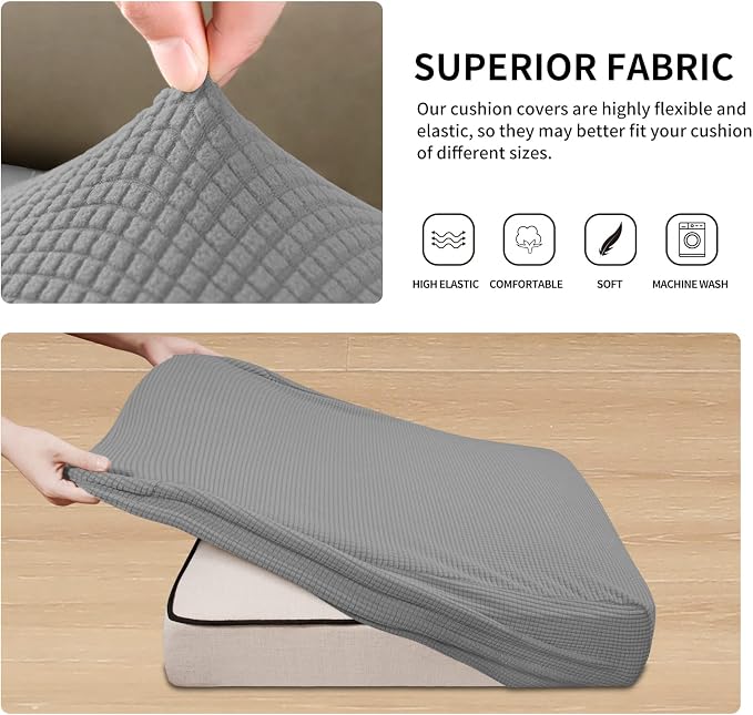 Easy-Going Stretch 4 Pieces Couch Cushion Covers - Image 4
