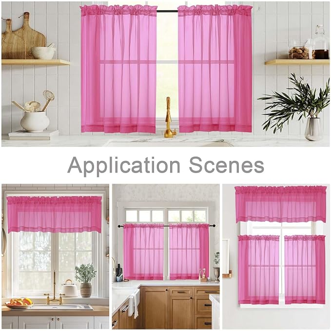 Cafe Curtains 36 Inch Length Tier 2 Pieces, Modern Soft Airy Sheer Kitchen - Image 6