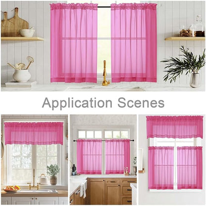 Cafe Curtains 36 Inch Length Tier 2 Pieces, Modern Soft Airy Sheer Kitchen - Image 6