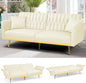 70” Velvet Futon Sofa Bed with 2 Pillows and Adjustable Armrests, Convertible by ACMEASE
