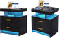 HNEBC Auto LED Nightstands Set of 2, Modern Bedside Table by HNEBC