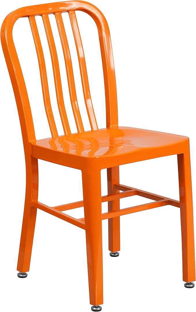 Flash Furniture Gael Commercial Grade 2 Pack Orange Metal Indoor-Outdoor Chair - Image 12