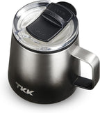 TKK 12 oz Insulated Coffee Mug with Handle Ceramic Coating Detachable Slider Lid Stainless Steel Tumbler Double Wall Vacuum Travel Cup
