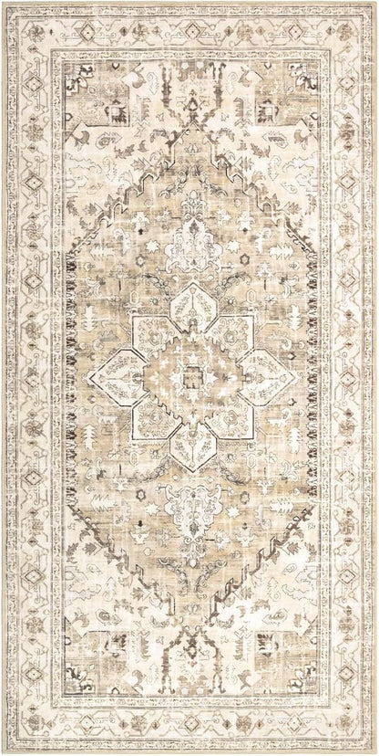 Yamaziot Washable Runner Rug, 3x6 Non-Slip Boho Vintage Hallway Kitchen Rug | - Image 6
