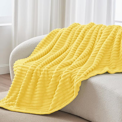 BEDELITE Ribbed Twin Blanket for Couch & Bed, Custard Yellow, Warm Yet - Image 8