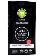 Kicking Horse Coffee Kick Ass Dark Roast Ground (10 Oz) and Smart Ass Medium Roast Whole Bean (10 oz) Bundle