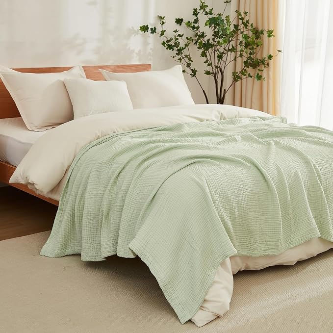EMME Muslin Blankets for Adults Throw Blanket for Couch Breathable Gauze Soft by EMME