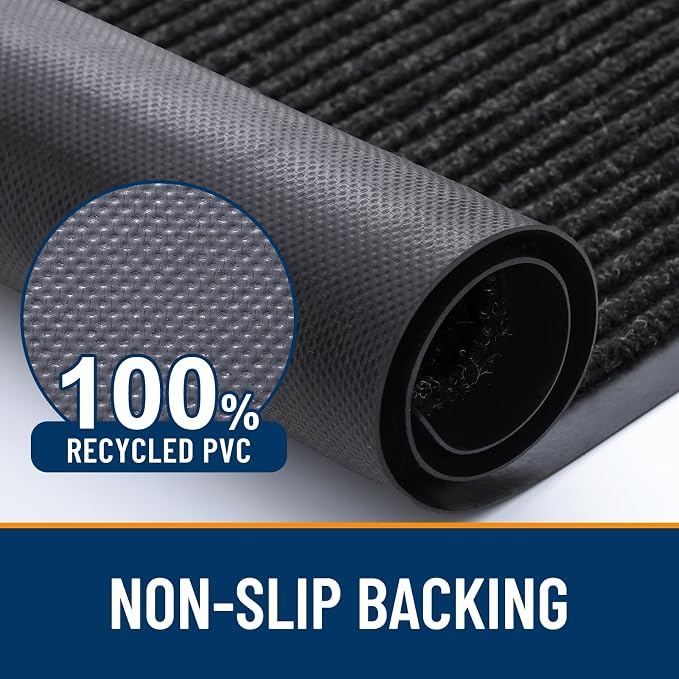 OLANLY 2-Pack Front Door Mats 71x23, Waterproof Heavy-Duty Doormats | Off-Black - Image 3