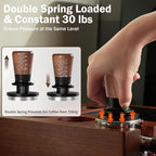 PUSEE 53.3mm Espresso Tamper, Calibrated Tamper with 30lbs Double Spring Loaded Tamper Walnut Wood Coffee Tamper for Barista Home,Stainless Steel Base Tamper Espresso Tool Fits 54mm Portafilters