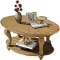 Oval Wood Coffee Table for Living Room, 2-Tier Solid Wood Coffee Table by FGXJY