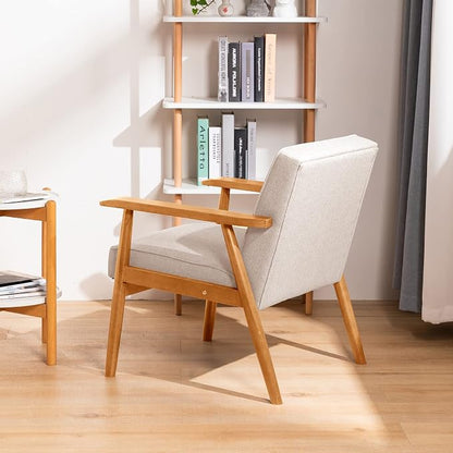UNICOO® Mid-Century Retro Modern Accent Chairs, Solid Wood Armrest Lounge - Image 4