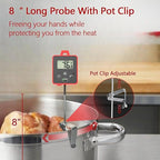 Waterproof Digital Candy Thermometer for Candy Making, Instant Read Cooking Thermometer with Pot Clip, Backlight LCD, 8" Long Probe, Temperature Alarm, ℃/℉ Switch for Kitchen, Outdoor BBQ