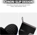 Mini Oven Mitts, Kitchen Oven Gloves Kitchen Mittens 500 Degrees Heat Resistant Baking Gloves, Non-Slip Silicone Surface with Hanging Loops Hot Gloves for Cooking, Baking, BBQ 1 Pair-Black