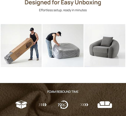 SICOTAS 49.9" Curved Convertible Sofa Couch Bed - Image 6