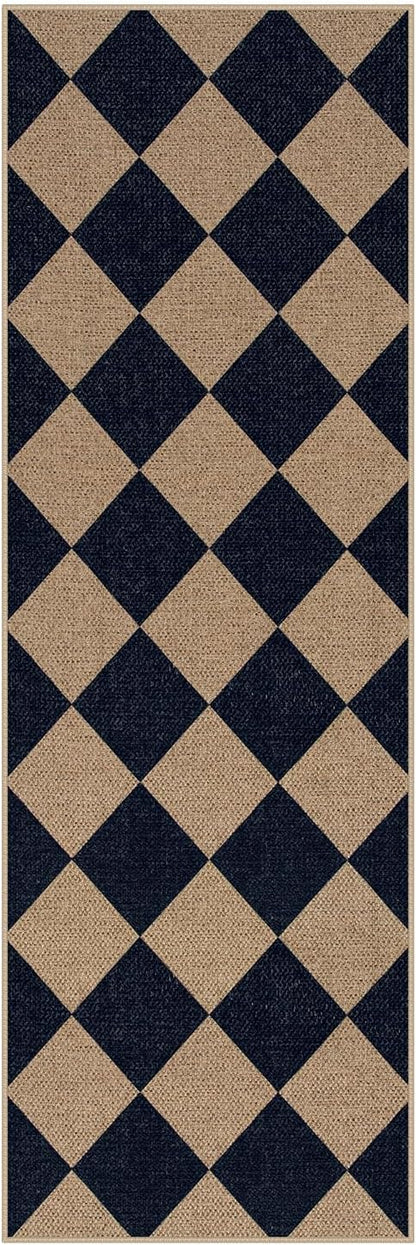 Lahome Checkered Easy Jute Outdoor Runner Rug, 2x6 Kitchen Rugs Washable | - Image 9