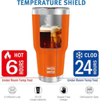 WETOWETO 30oz Tumbler, Stainless Steel Vacuum Insulated Water Coffee Tumbler Cup, Double Wall Powder Coated Spill-Proof Travel Mug Thermal Cup for Home Outdoor (Orange, 1 Pack)