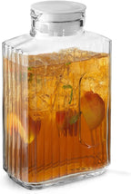 68oz Glass Pitcher with Lid (2 Lids), Rectangle Beverage Serveware and Storage Container for Cold Drinks and Liquids, Water Containers, 2 Quart Pitcher with Lid for Kool Aid and Lemonade
