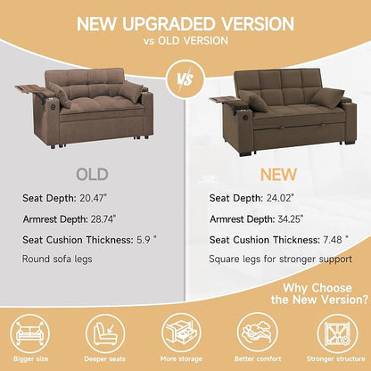Auvsoce 65'' Chaise Lounge Chair Indoor, 3-in-1 Convertible Sofa Bed - Image 8