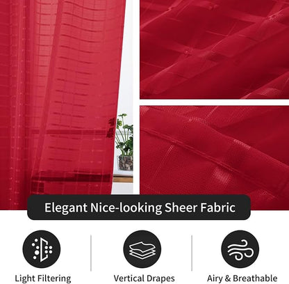 SpaceDresser Check Sheer Curtains 96 Inches Long - Image 4