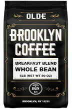 BROOKLYN COFFEE Whole Bean, Breakfast Blend Light Medium Roast (5lb) Delicate, Smooth, Low Acidity - Fresh Bulk Coffee Beans Roasted Weekly in NYC