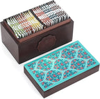 Octavius Assorted Tea Gift Set | 6 Assorted Black & Green Teas | 30 Teabags | Wooden Tea Sampler Pack w/Ornate Floral Design | Pack of 2 | Mothers Day Tea Gift Box