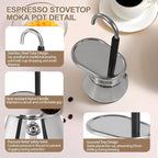 Uncoated 1 Cup Single Tube Moka Pot 304 Thickened Stainless Steel Mini Coffee Maker Stovetop Espresso Coffeemaker Italian Classic Style Brewing Greca Cafe Mocha Machine for Camping Travel Home 90ml