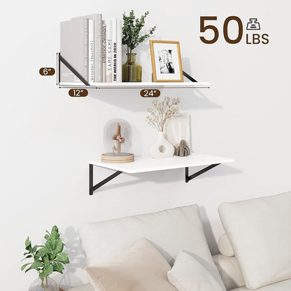 Fun Memories Floating Shelves for Wall, 12 Inch Deep Floating Shelves Set of 2 - Image 3