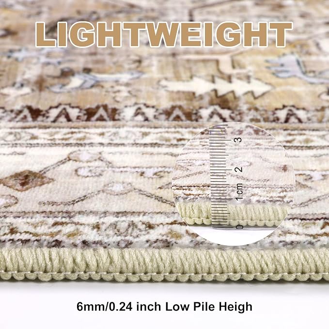 Yamaziot Area Rug 8x10, Non-Slip Washable Boho Vintage Living Room Bedroom Rug - Image 6