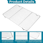 P&P CHEF Baking Cooling Rack Set for Cooking Roasting, 4-Piece Stainless Steel Wire Racks for Oven Use, Healthy & Dishwasher Safe, Rectangle, 16.6 Inch