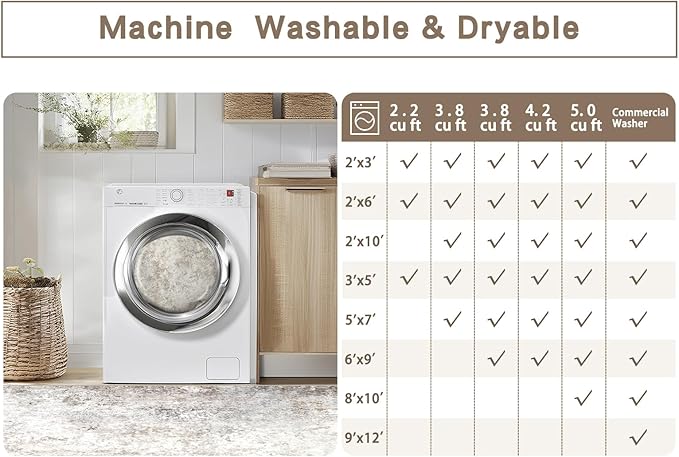 Beige Grey Washable Rugs 6x9 Area Rugs - Image 7