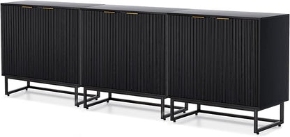 EYYTHUNG Fluted Storage Cabinets Set of 3, Sideboard Buffet Cabinet Modern by EYYTHUNG