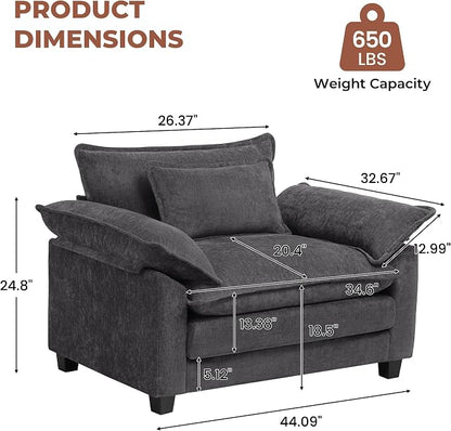 Oversized Accent Chair, Modern Upholstered Armchair Cloud Sofa Chair - Image 2