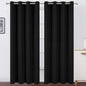 Blackout Curtains 52 x 84 inches Long Black Curtains Set of 2 Panels Thermal by Lemomo