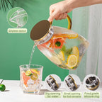 Glass Pitcher With Lid and Spout, 1.8 Liter 60 oz Glass Pitchers With Handle And Lid, Jug Water Pitchers For Fridge, Carafe Jar for Hot/Cold Water Iced Tea Juice Coffee Milk Beverage
