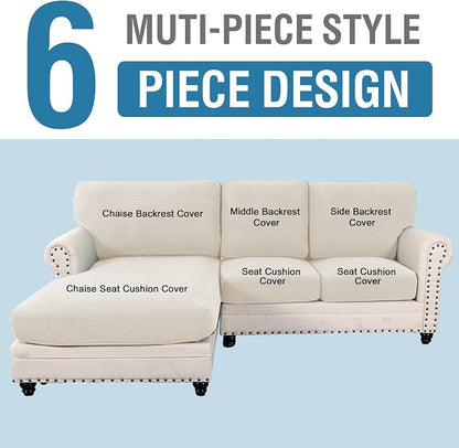 H.VERSAILTEX 2025 New Sectional Couch Covers 6 Pieces Stretch Sofa Covers - Image 2