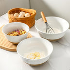 Ceramic Mixing Bowls,Large Serving Bowls 2.1/1.5/1.0 Qt,Salad Bowls Set of 3 for Kitchen Space Saving Storage,Nesting Bowls for Cooking,Popcorn,Soup,Fruit, Microwave & Dishwasher Safe,White