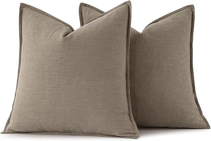 MIULEE Decorative Linen Pillow Covers 20x20 Inch Tan Taupe | Boho Farmhouse​ - Image 7