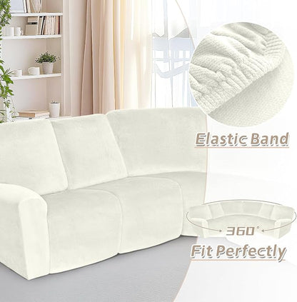 Arfntevss Sectional Recliner Couch Covers Velvet Corner Sectional Sofa Cover - Image 6