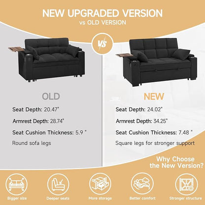 Auvsoce 65'' Chaise Lounge Chair Indoor, 3-in-1 Convertible Sofa Bed - Image 8